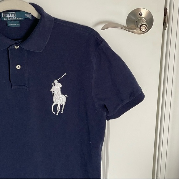 Polo Ralph Lauren Navy Short Sleeve Custom Slim Fit Mesh Polo Shirt 35566 - Picture 6 of 13
